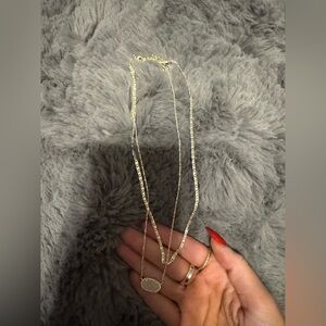 Kendra Scott Double Chain necklace with light pink gemstone